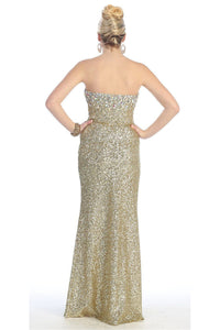 Sheath/Column Strapless Sweetheart Front Split Beading Long Sequined Formal Evening Dresses