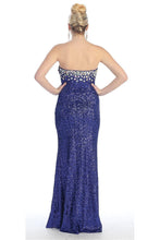 Sheath/Column Strapless Sweetheart Front Split Beading Long Sequined Formal Evening Dresses