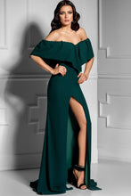 Trumpet/Mermaid Sweep Train Off-the-Shoulder Long Evening Dress with Split Front