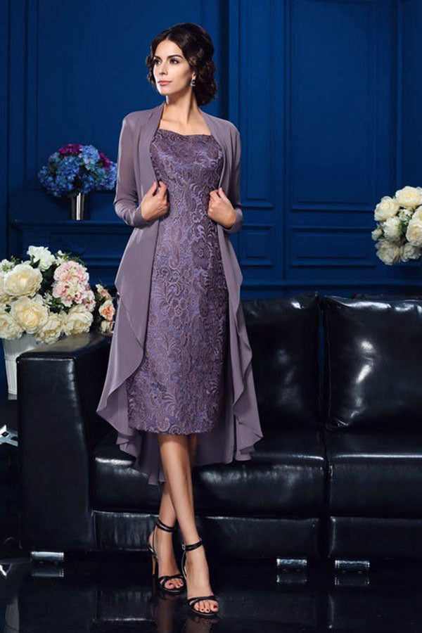 Two Piece Sheath/Column Sweetheart Knee Length Lace Mother of the Bride Dress Main image