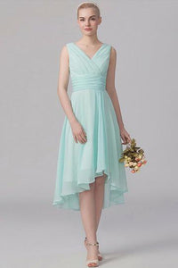 A-Line/Princess V-neck Short Chiffon Bridesmaid Dress With Ruffle