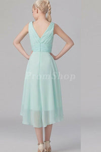 A-Line/Princess V-neck Short Chiffon Bridesmaid Dress With Ruffle
