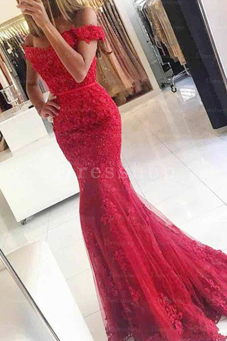 Trumpet/Mermaid Off-the-Shoulder Sweep Train Chiffon Dress With Sequins