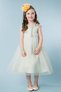 A-Line/Princess Scoop Neck Tulle Flower Girl Dress with Bow(s)