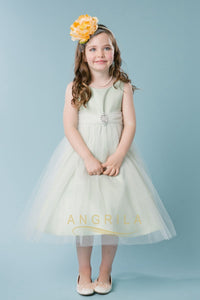 A-Line/Princess Scoop Neck Tulle Flower Girl Dress with Bow(s)