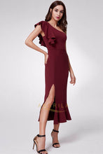 Sheath/Column One-Shoulder Elegant Wedding Guest Dress with Split Front