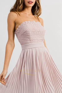 Strapless Short Lace Simple Homecoming Dress with Ruffle