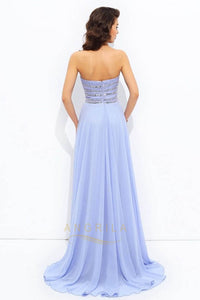 A-Line/Princess Strapless Chiffon Long Prom Dress with Beading