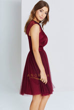 A-Line/Princess Scoop Neck Tulle Short Prom Dress with Ruffle