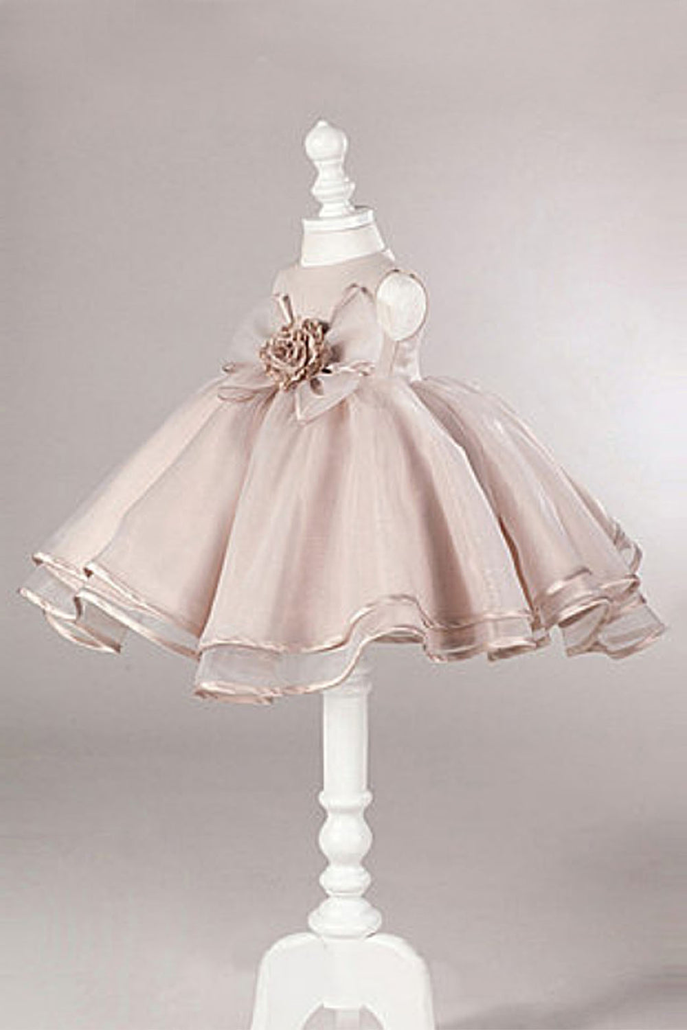 Rosette Satin and Tulle Tea-Length Ball Gown Flower Girl Dress