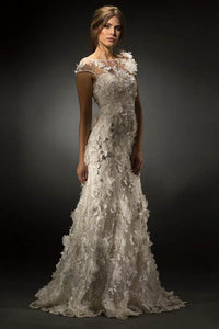 Trumpet/Mermaid Scoop Neck Wedding Dress with Appliques Lace