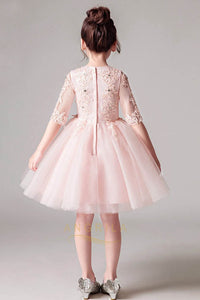Ball-Gown Scoop Neck  Tulle Flower Girl Dress with Flower(s)