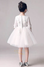 Scoop Neck Ball-Gown Lace Flower Girl Dress with 1/2 Sleeves