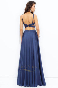 A-Line/Princess V-neck Long Evening Dress with Two Piece