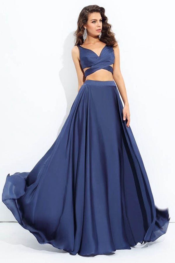 A-Line/Princess V-neck Long Evening Dress with Two Piece Main image