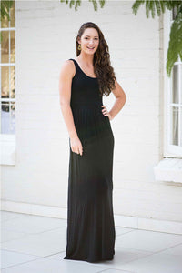 Sheath/Column Scoop Neck Black Maxi Dress