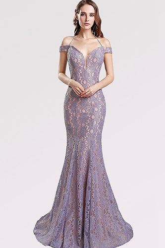 Trumpet/Mermaid Off-the-Shoulder Sweep Train Long Prom Dress