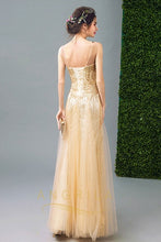Sequined A-Line/Princess Scoop Neck Long Prom Dress with Sequins