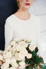 Scoop Neck Court Train Lace Wedding Dress with Long Sleeves