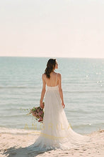 A-Line/Princess V-neck Spaghetti Straps Beach Wedding Dress