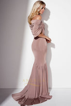 Trumpet/Mermaid Off-the-Shoulder Sweep Train Sexy Prom Dress with Ruffle