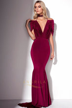 Trumpet/Mermaid Off-the-Shoulder Sweep Train Sexy Prom Dress with Ruffle