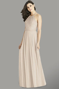 Halter Chiffon Lace Bridesmaid Dress