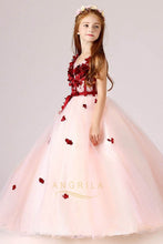 Ball-Gown V-neck Flower Girl Dress with Bow(s) Sash