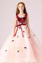 Ball-Gown V-neck Flower Girl Dress with Bow(s) Sash