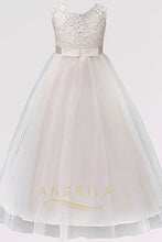 Ball Gown Sleeveless Lace Flower Girl Dresses with Sash