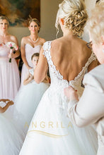 A-line/Princess Sweetheart Lace Bodice Sleeveless Tulle Wedding Dresses