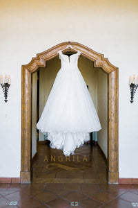 A-line/Princess Sweetheart Lace Bodice Sleeveless Tulle Wedding Dresses