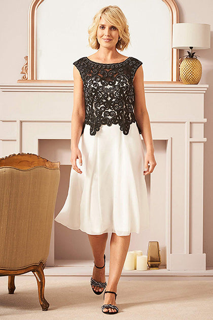 Elegant Beading Knee-length Mother of the Bride Dresses