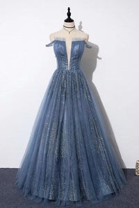 New Arrival Sequins Tulle Off-the-shoulder Floor Length Evening Dress