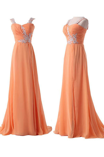 Chiffon A-Line Backless Prom Dress with Lace-Up