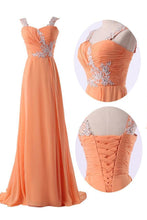 Chiffon A-Line Backless Prom Dress with Lace-Up