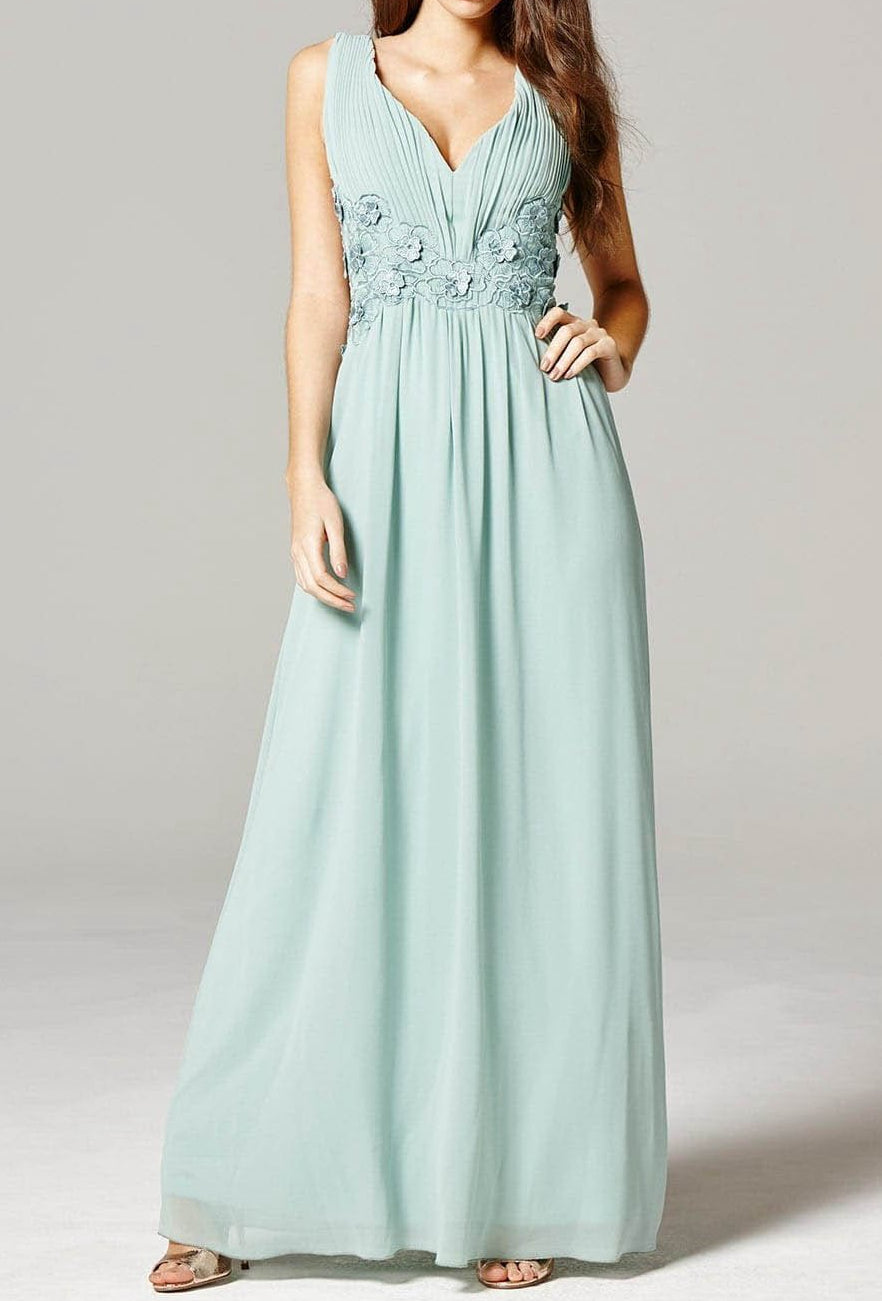 Sleek Chiffon V-Neck Prom Dresses with Lace Embroidery