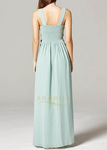 Sleek Chiffon V-Neck Prom Dresses with Lace Embroidery