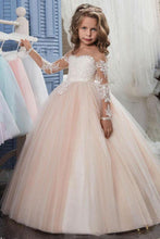 Ball Gown Long Sleeves Lace Embroidered Off-the-Shoulder Flower Girl Dresses