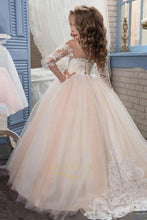 Ball Gown Long Sleeves Lace Embroidered Off-the-Shoulder Flower Girl Dresses