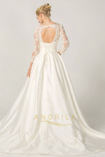 A-line Long Sleeves Illusion Neckline Bridal Wedding Dresses with Lace Appliques