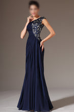 A-line One-Shoulder Beading Pleated Floor-length Evening Dresses