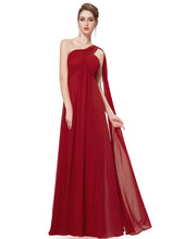 One-shoulder Sash Pleated Long Chiffon Bridesmaid Dress
