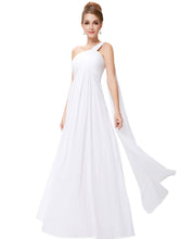 One-shoulder Sash Pleated Long Chiffon Bridesmaid Dress