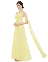 One-shoulder Sash Pleated Long Chiffon Bridesmaid Dress