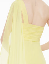 One-shoulder Sash Pleated Long Chiffon Bridesmaid Dress