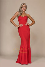 Long Sheath/Column Strapless Sweetheart Formal Prom Dresses with Ruffles