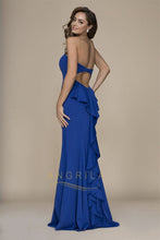 Long Sheath/Column Strapless Sweetheart Formal Prom Dresses with Ruffles