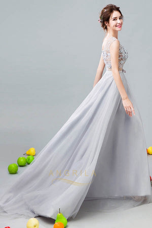 Long Handmade Flower Sleeveless Evening Dresses with Belt