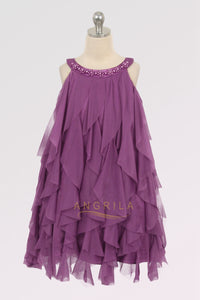 A-line/Princess Halter Mesh Waterfall Tea-length Flower Girl Dresses